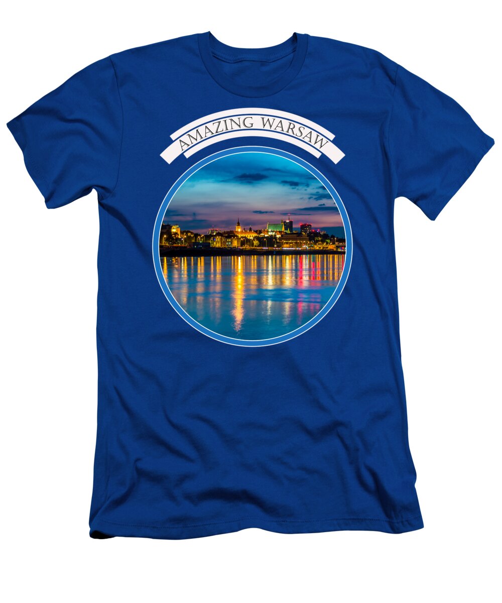Warsaw Souvenir T-shirt Design 1 Blue T-Shirt Julis Simo - Fine Art America