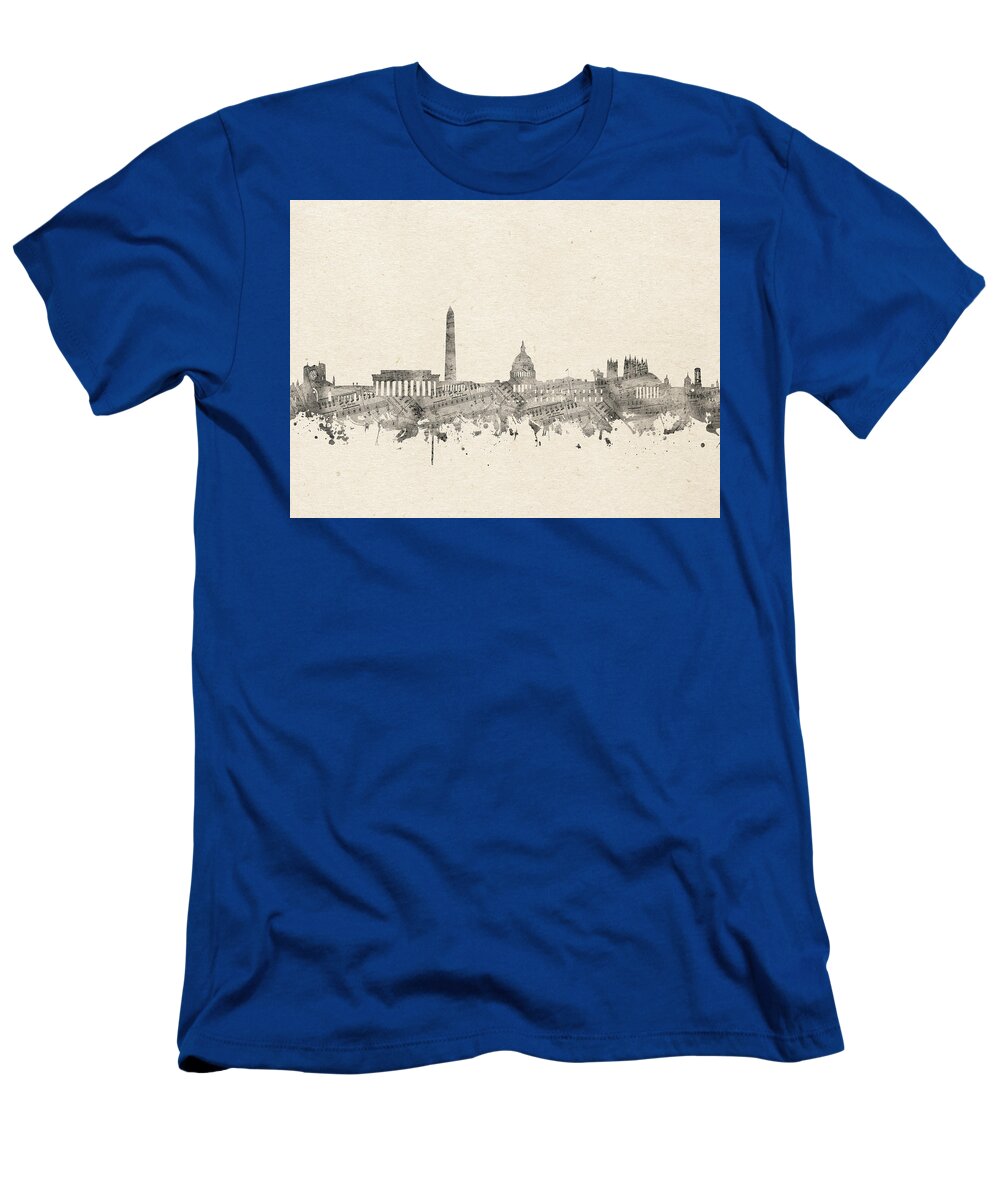 Washington Dc T-Shirt featuring the digital art Washington Dc Skyline Music Notes 2 by Bekim M