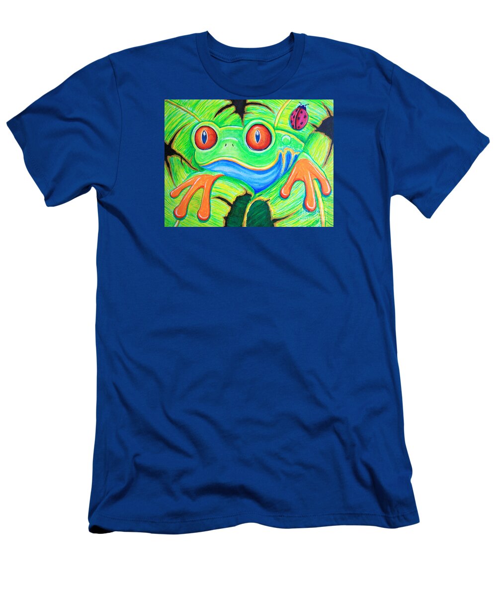 Frog T-Shirt featuring the painting Watching You Red Eyed Tree Frog by Nick Gustafson