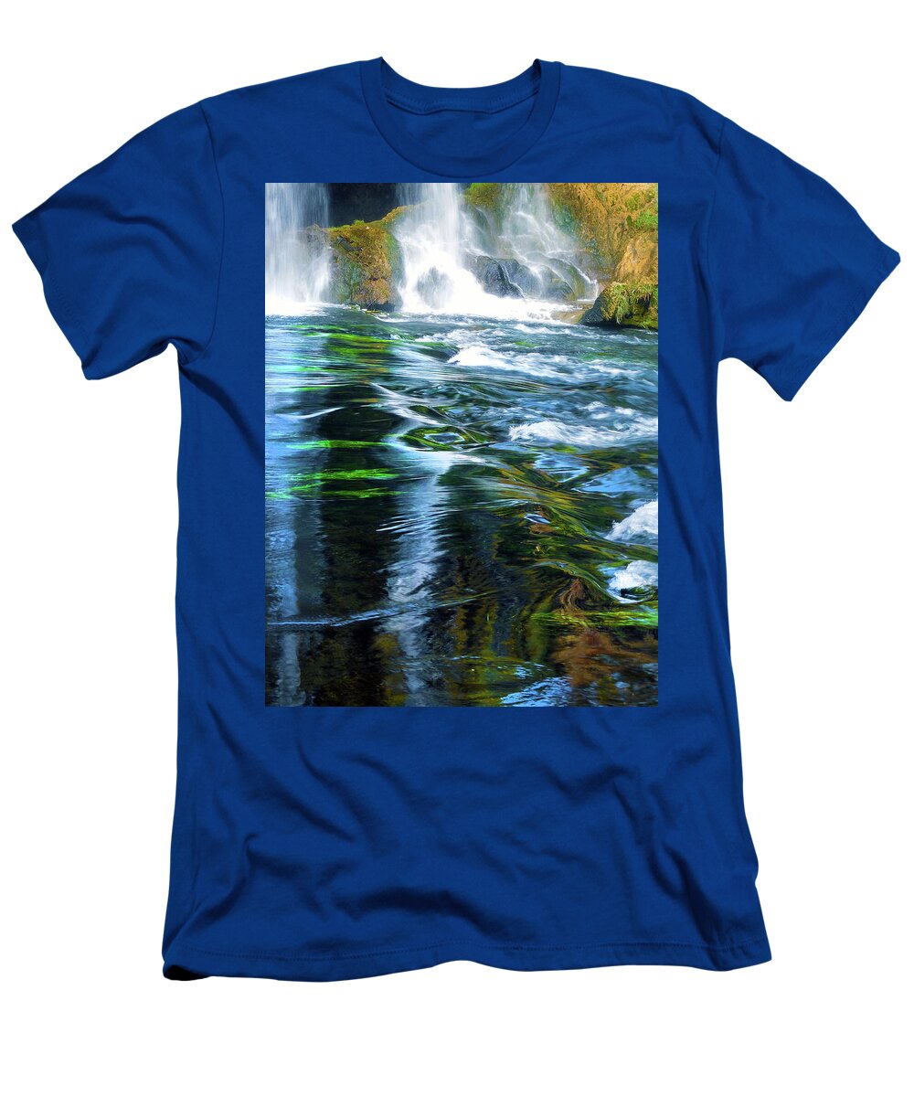 Inna Nedzelskaia T-Shirt featuring the photograph Waterfall reflection by Inna Nedzelskaia