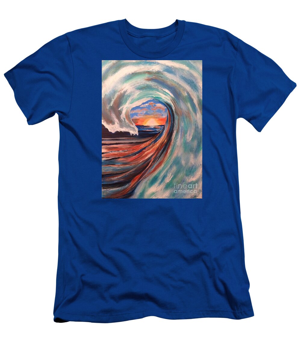 Wave T-Shirt featuring the painting Wave by Denise Tomasura
