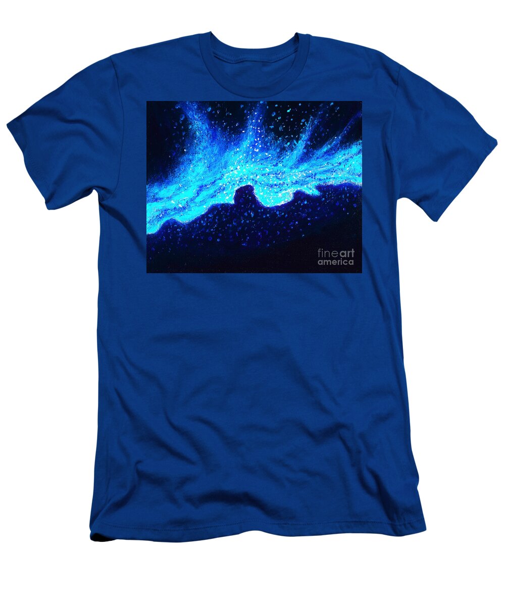 #abstract #colorful #contemporaryart #landscape #modernart #nature #nebulae #newartwork #painting #scifi #space #surreal T-Shirt featuring the painting Wave Nebula by Allison Constantino