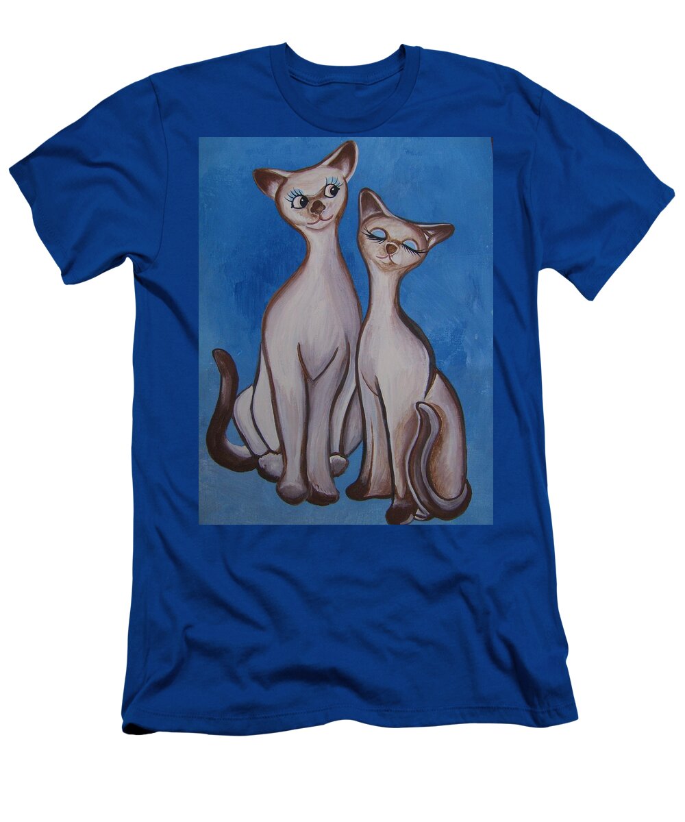 Siamese Cats T-Shirt featuring the painting We Are Siamese by Leslie Manley