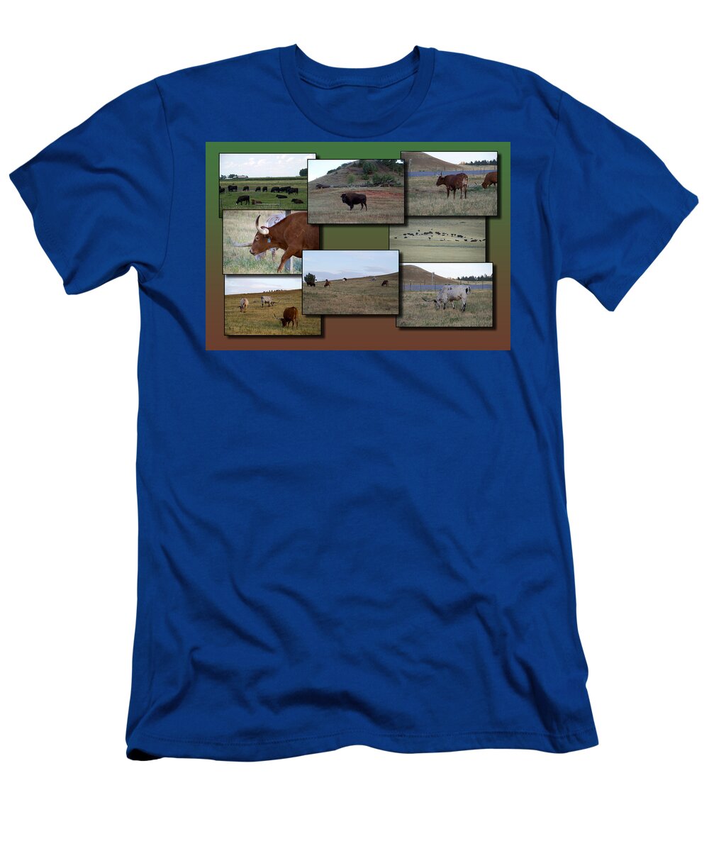 Farming T-Shirt featuring the photograph Western Farms And Ranches Animals Collage 01 by Thomas Woolworth