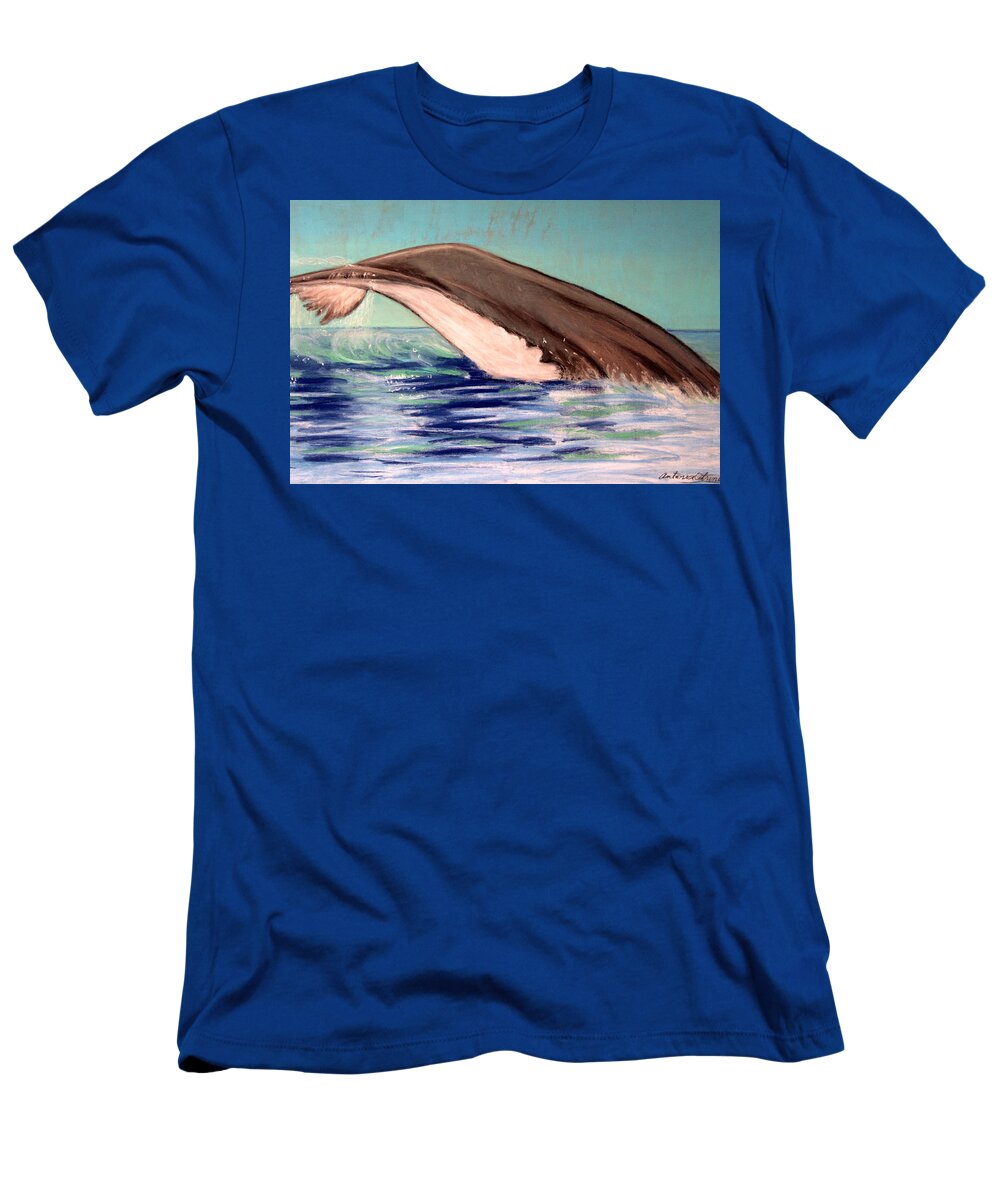 Whale T-Shirt featuring the photograph Whale Tail  Pastel  Sold by Antonia Citrino