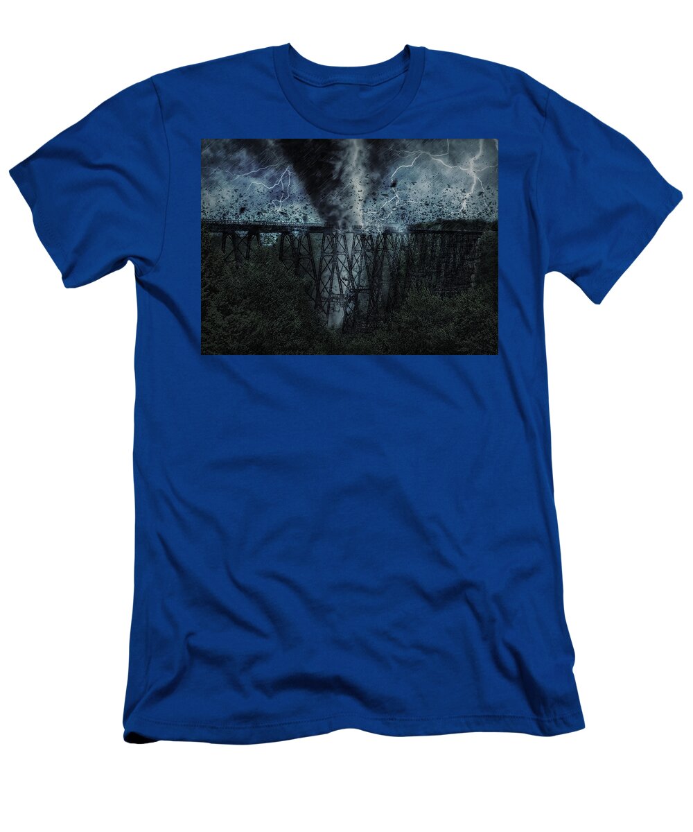 Kinzua T-Shirt featuring the photograph When the Tornado hit the Bridge by Wade Aiken