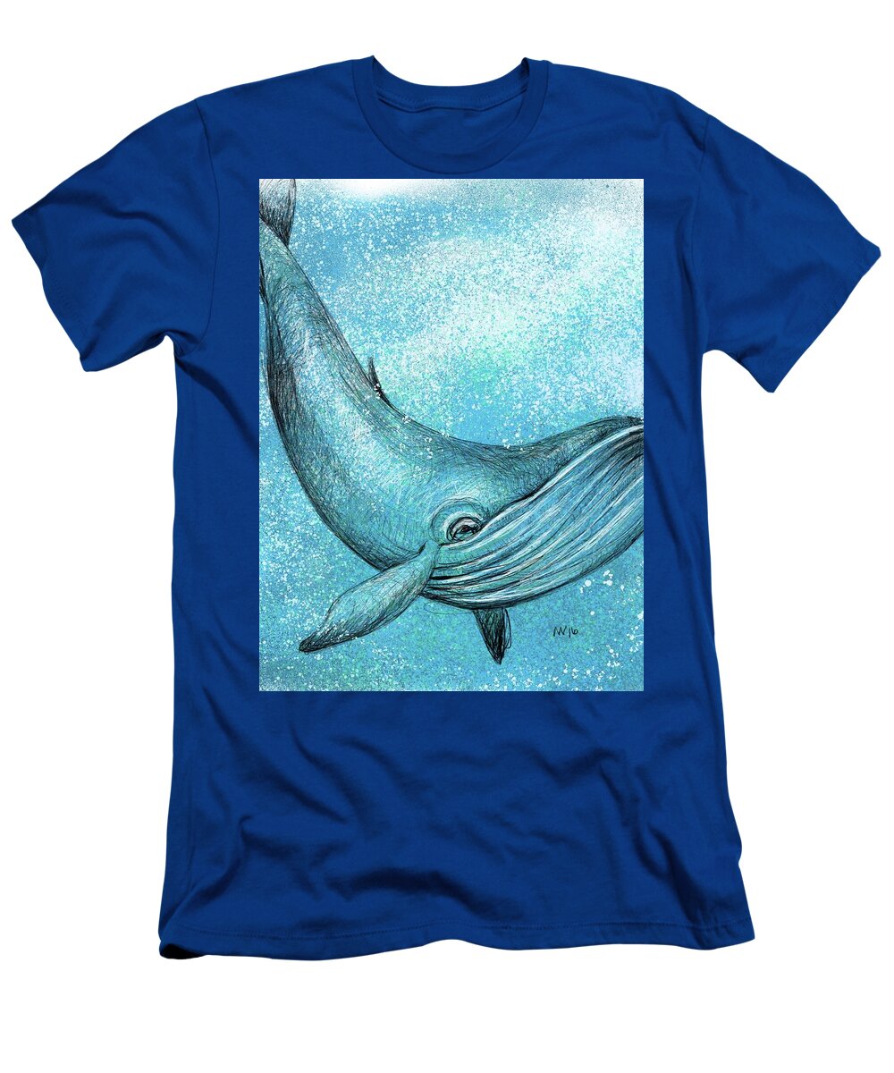Whale T-Shirt featuring the digital art Whimsical Whale by AnneMarie Welsh
