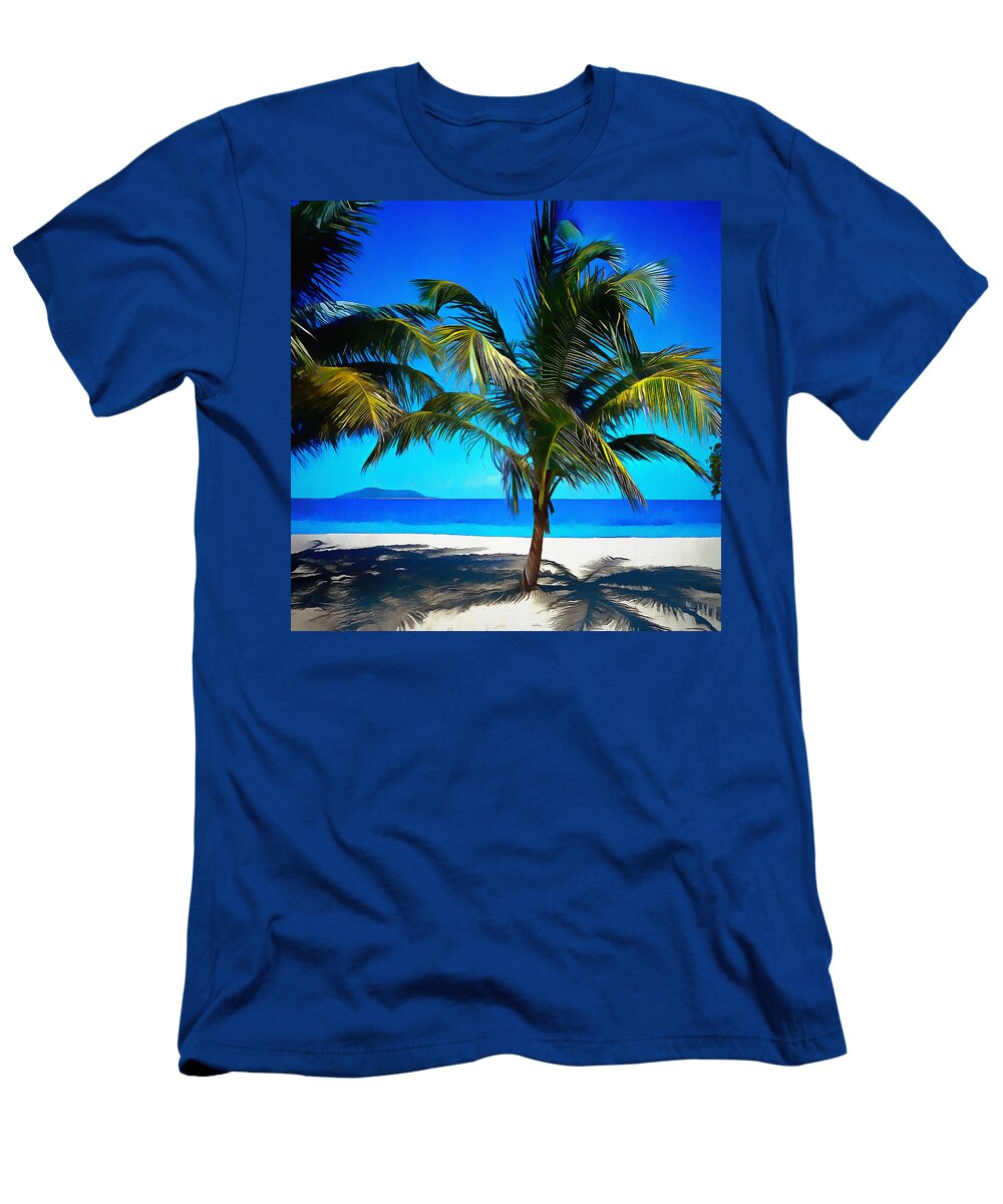 Palm T-Shirt featuring the digital art White Sands and Palm Trees I by Ronald Bolokofsky