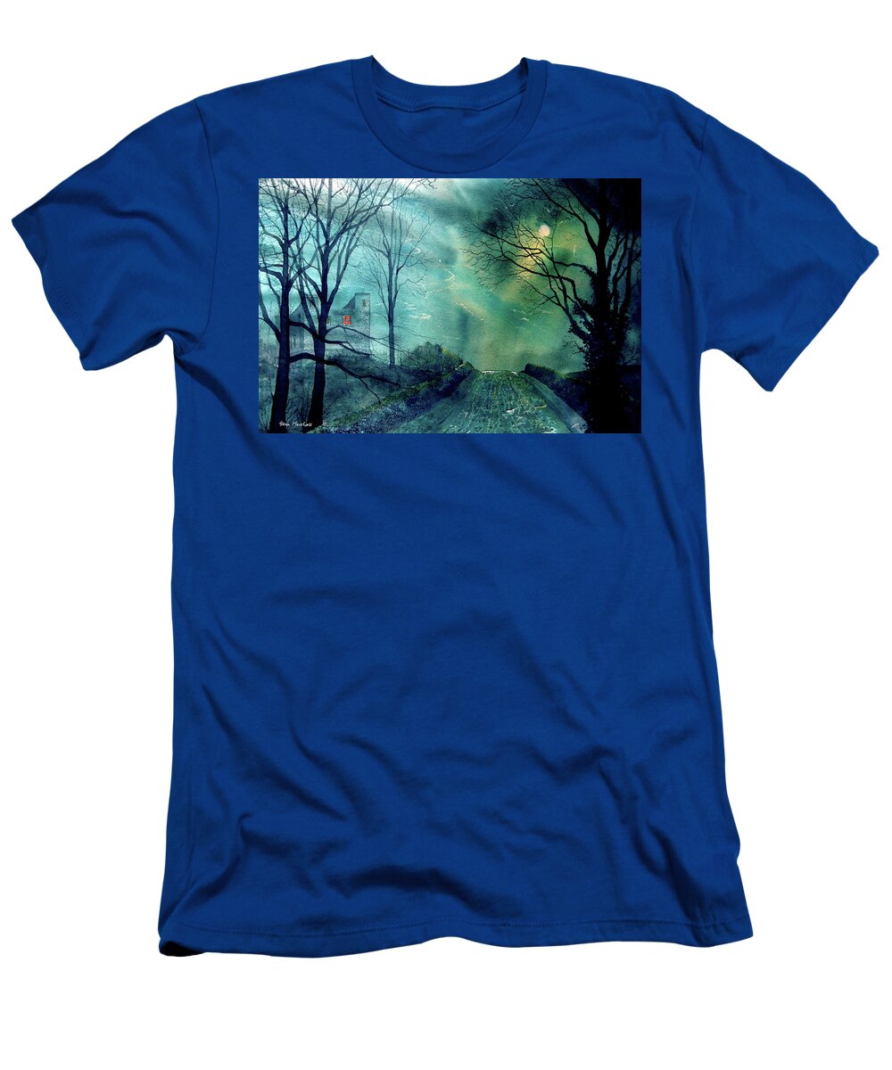 Glenn Marshall Artist T-Shirt featuring the painting Whorlton Castle by Glenn Marshall