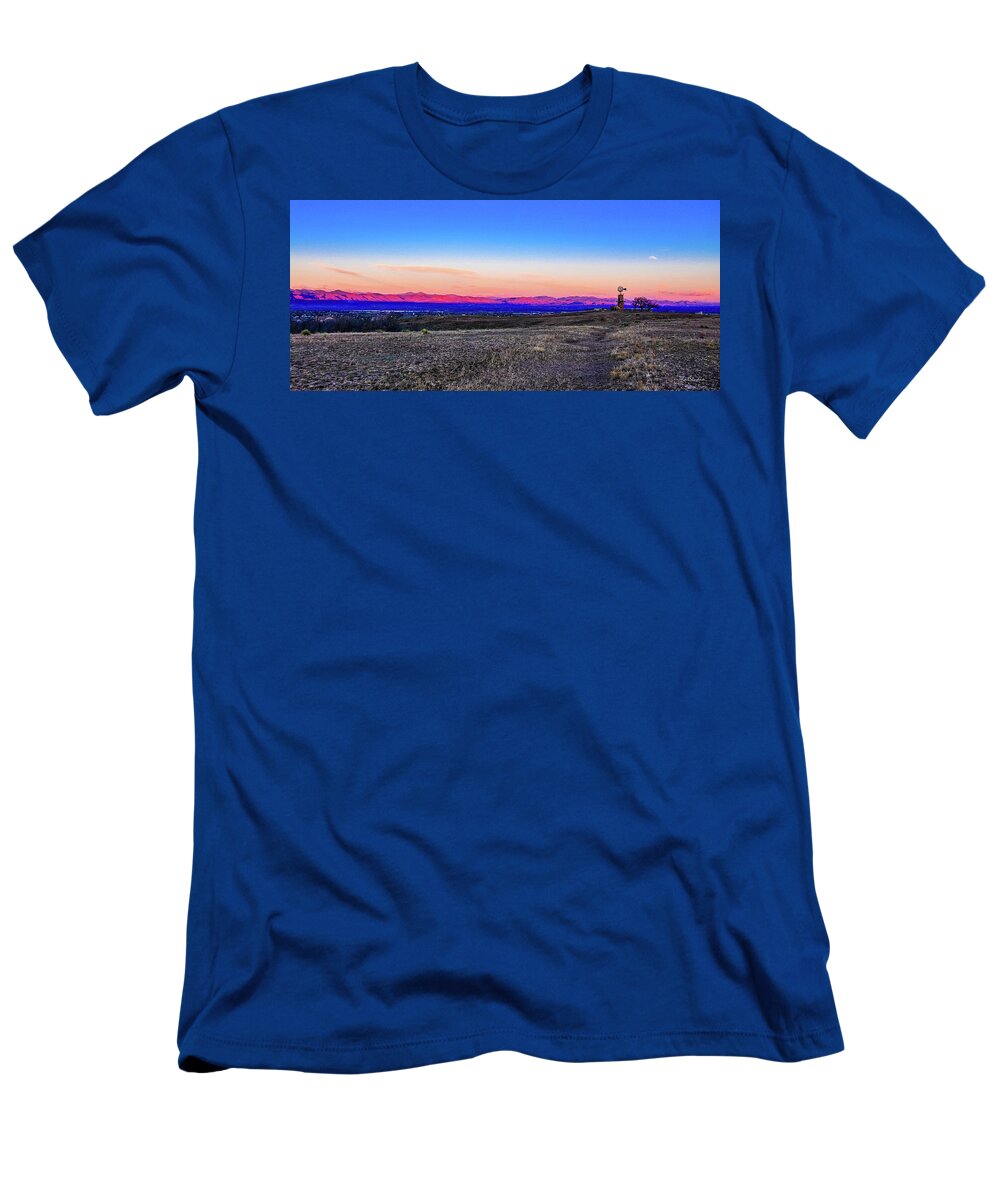 Colorado T-Shirt featuring the photograph Windmill At Sunrise by Tim Kathka