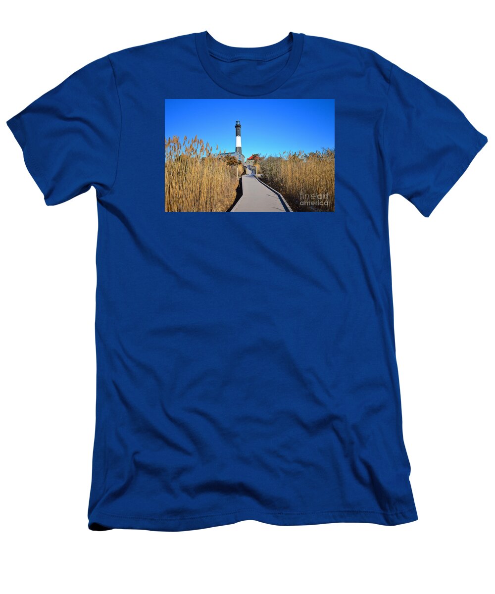 Featured T-Shirt featuring the photograph Winter Afternoon at the Fire island Lighthouse by Stacie Siemsen