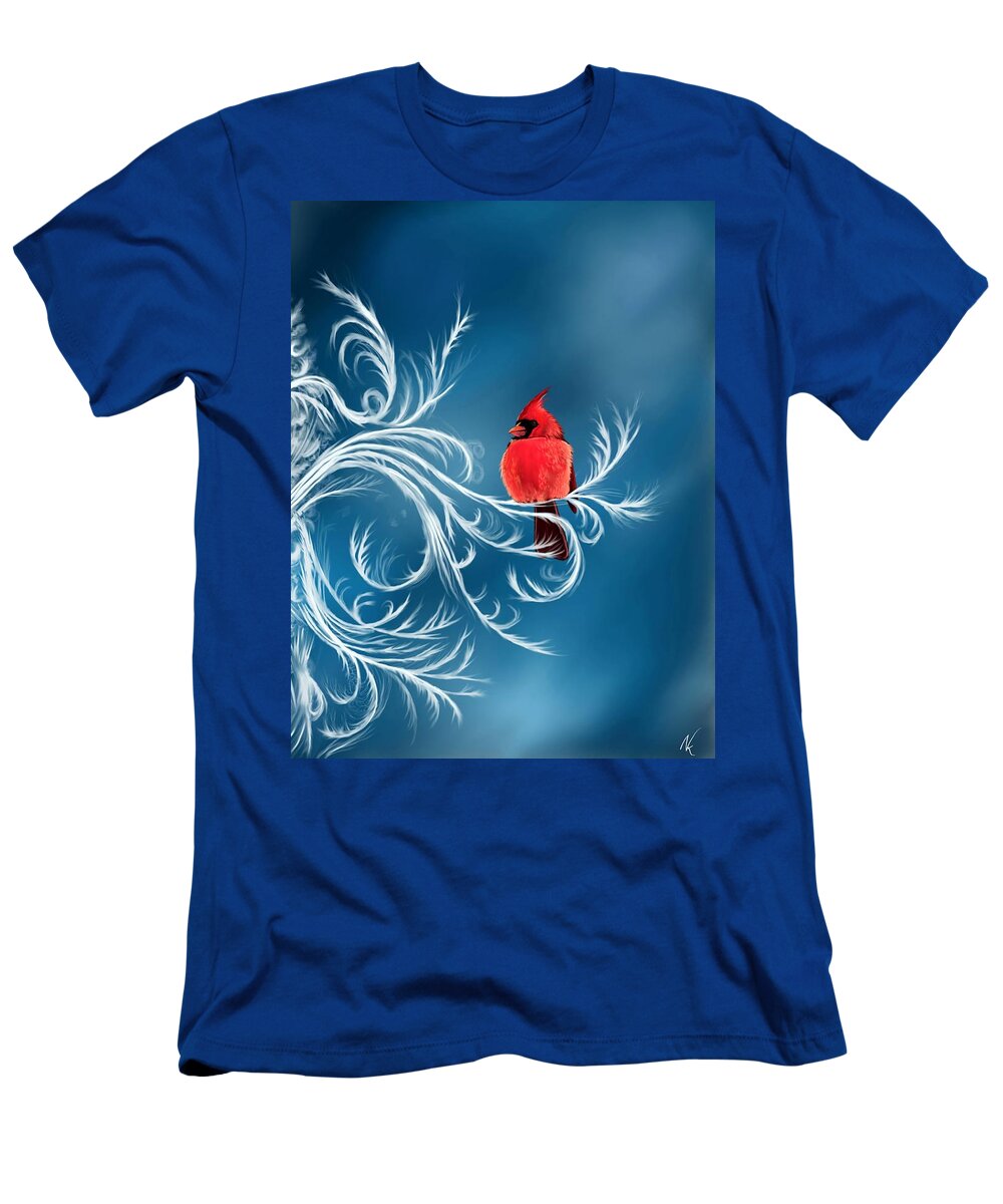 Bird T-Shirt featuring the digital art Winter Cardinal by Norman Klein