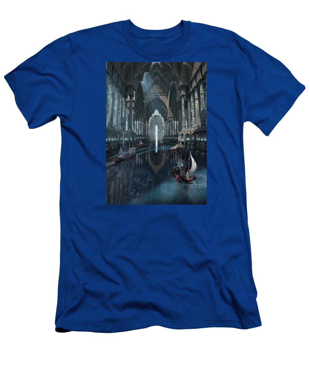 Landscape T-Shirt featuring the digital art Wonders The Canal Of Isfahan by Te Hu
