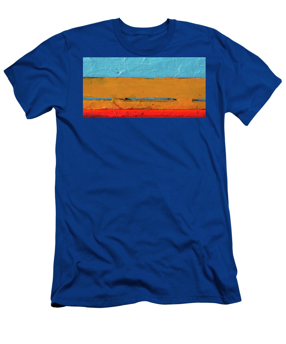 Blue Background T-Shirt featuring the photograph Blue Yellow and Red art by Michalakis Ppalis
