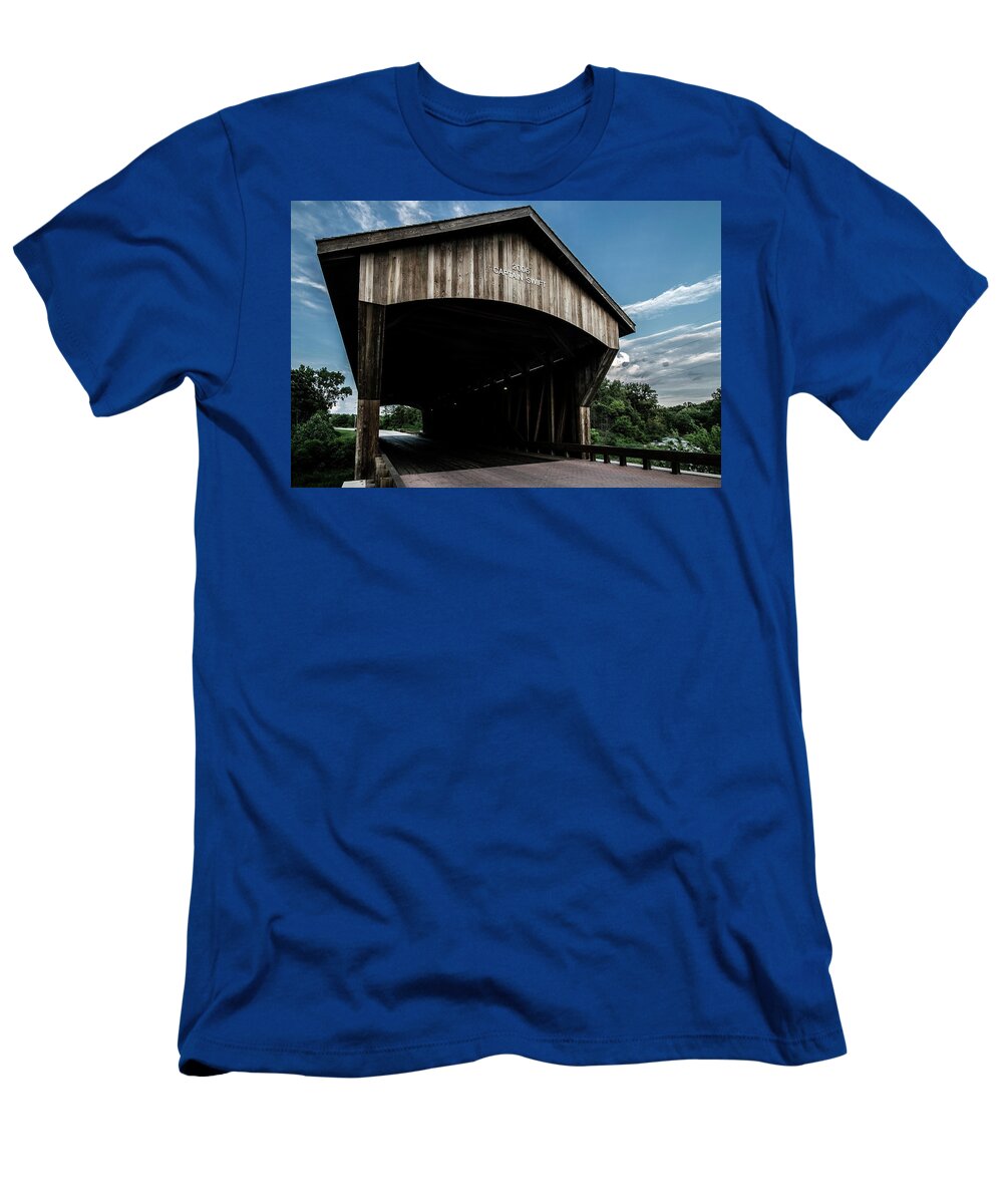 Covered Bridge T-Shirt featuring the photograph Wooden covered bridge in rural Illinois by Sven Brogren