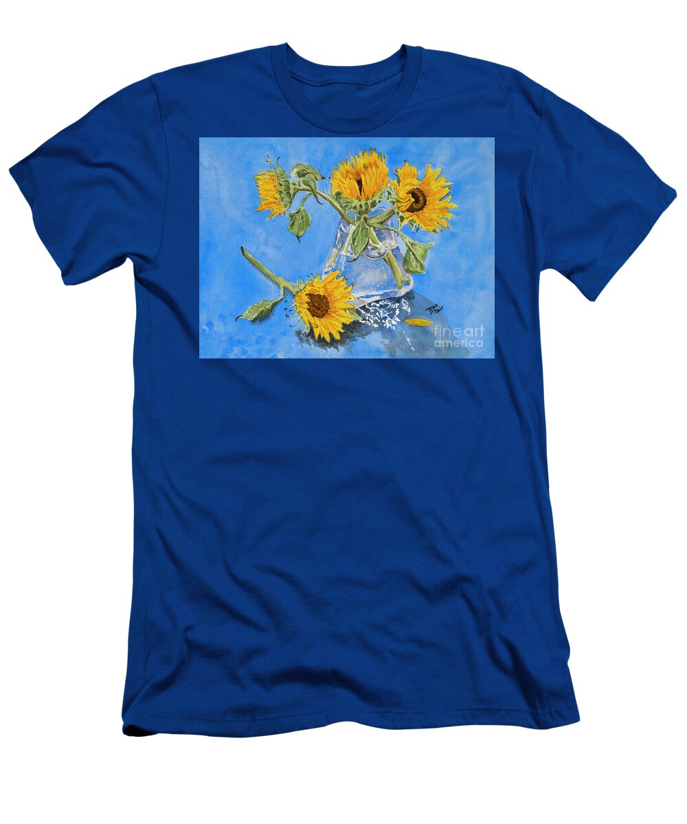 Watercolor T-Shirt featuring the painting Sunflowers by Jackie MacNair
