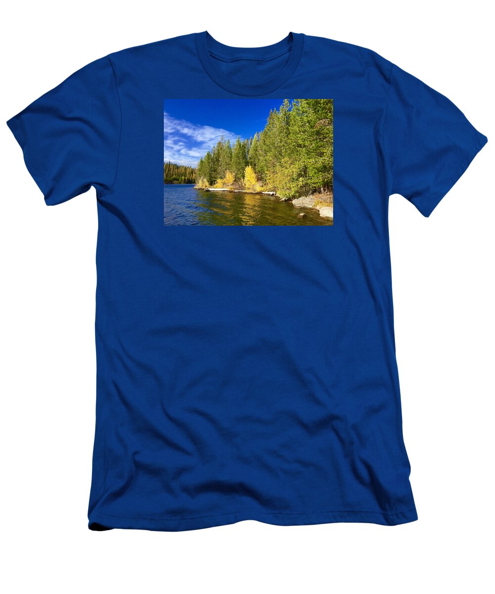 Aspens T-Shirt featuring the photograph Golden Waters by Jennifer Lake