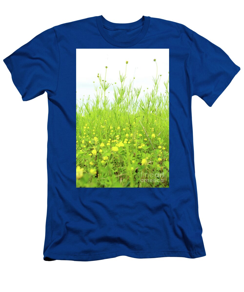 Yellow T-Shirt featuring the photograph Yellow Wildflowers in a Missouri Prairie by Adam Long