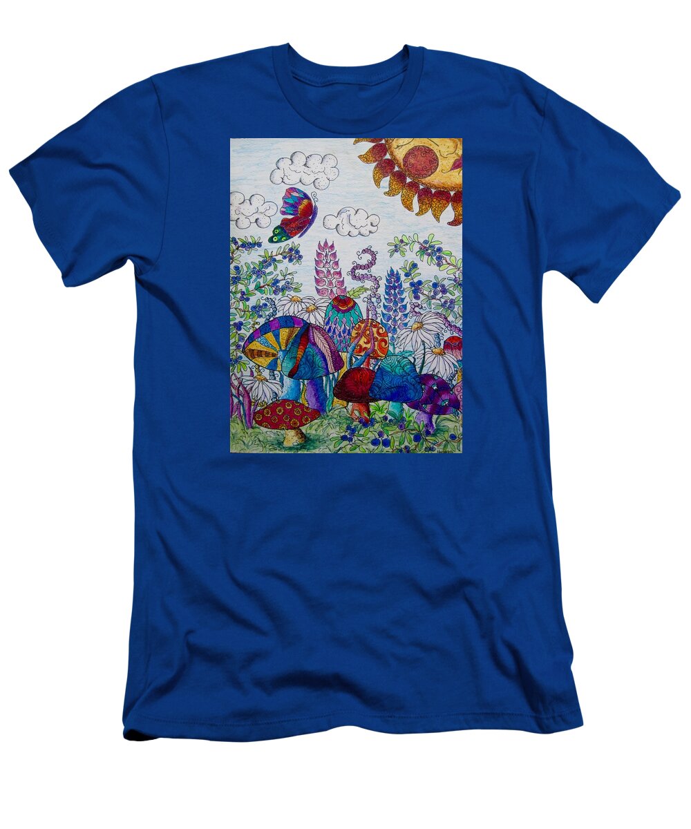 Flowers T-Shirt featuring the drawing Zentangle garden by Megan Walsh