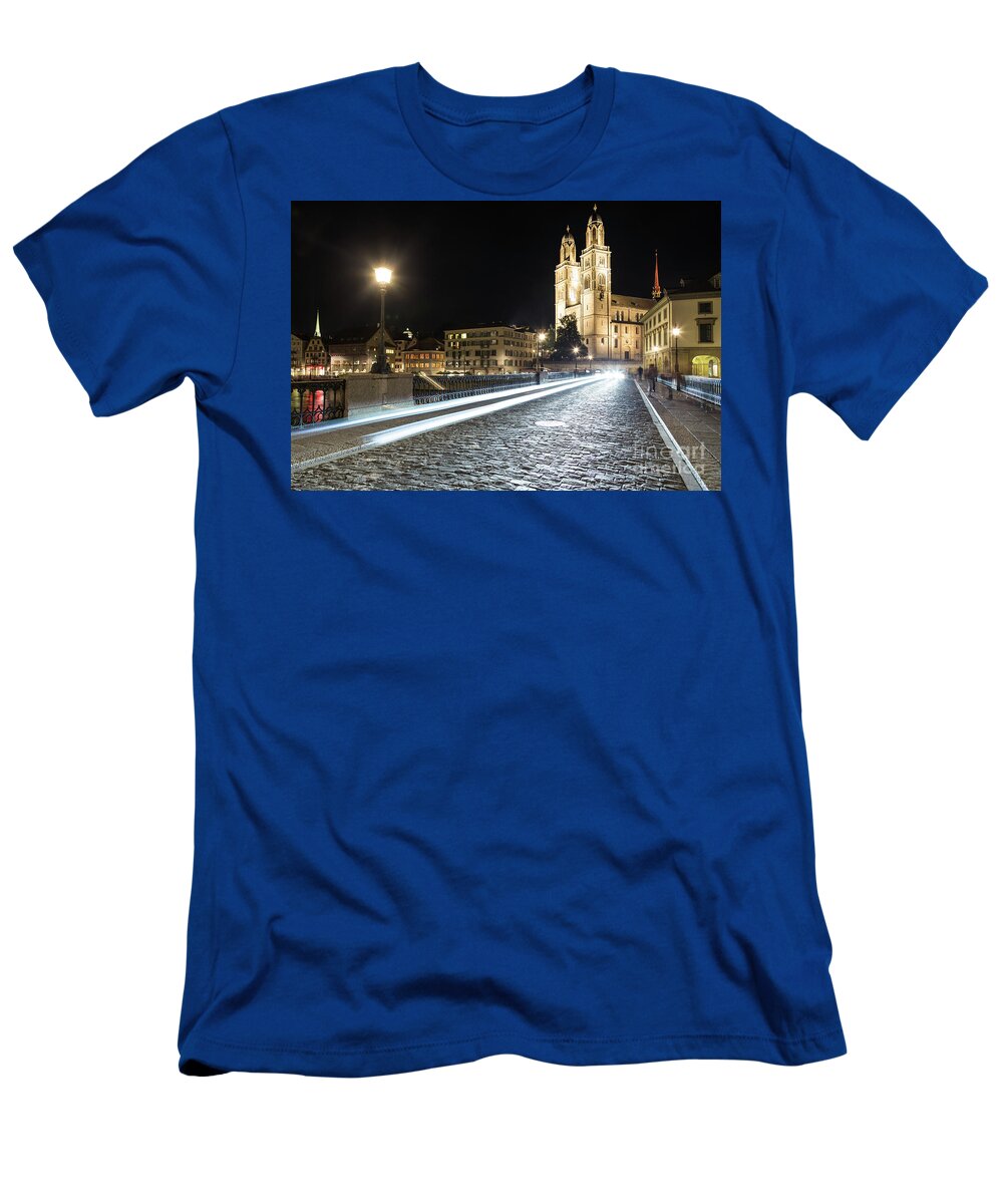 Europe T-Shirt featuring the photograph Zurich night rush in old town by Didier Marti