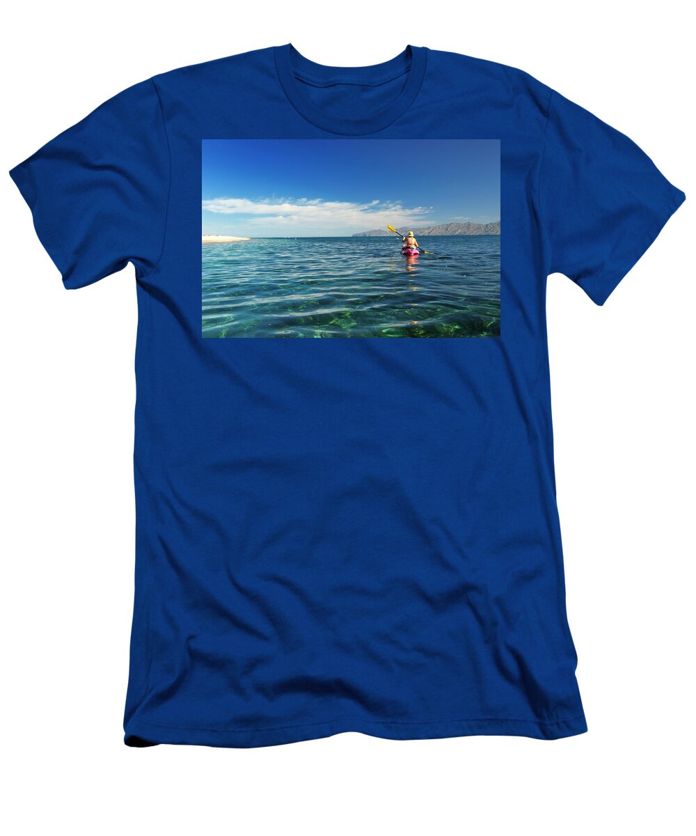 Estock T-Shirt featuring the digital art Kayaking At Ventana Bay, Mexico #1 by Heeb Photos