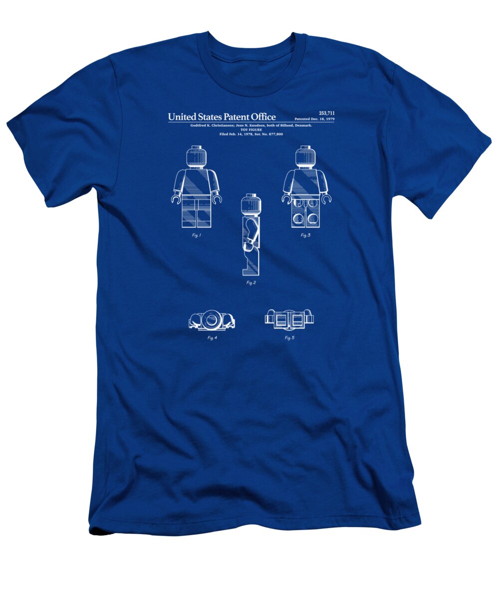 Lego Man Patent - Blueprint Finlay by McNevin T-Shirt #1 Pixels 