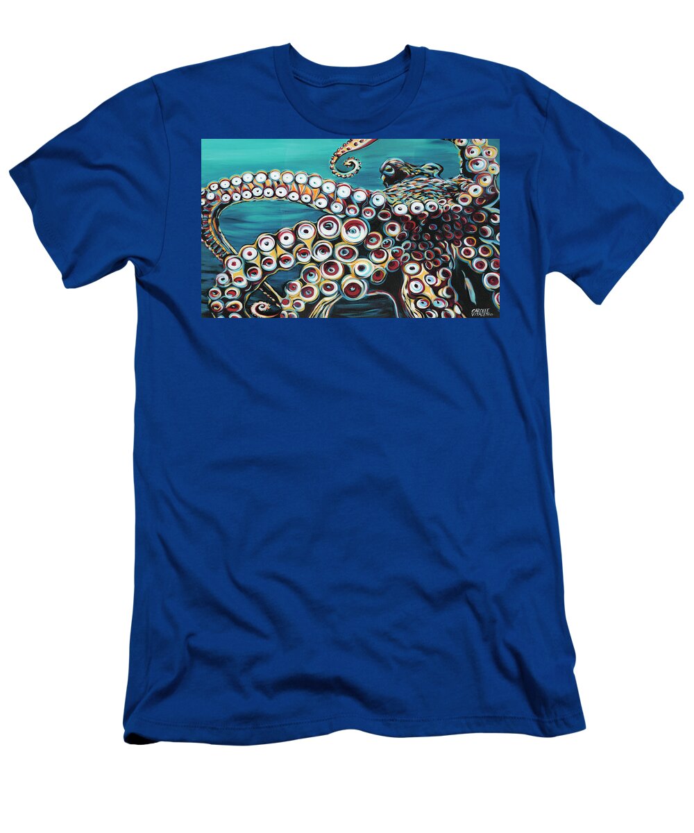Coastal T-Shirt featuring the painting Wild Octopus I #1 by Carolee Vitaletti