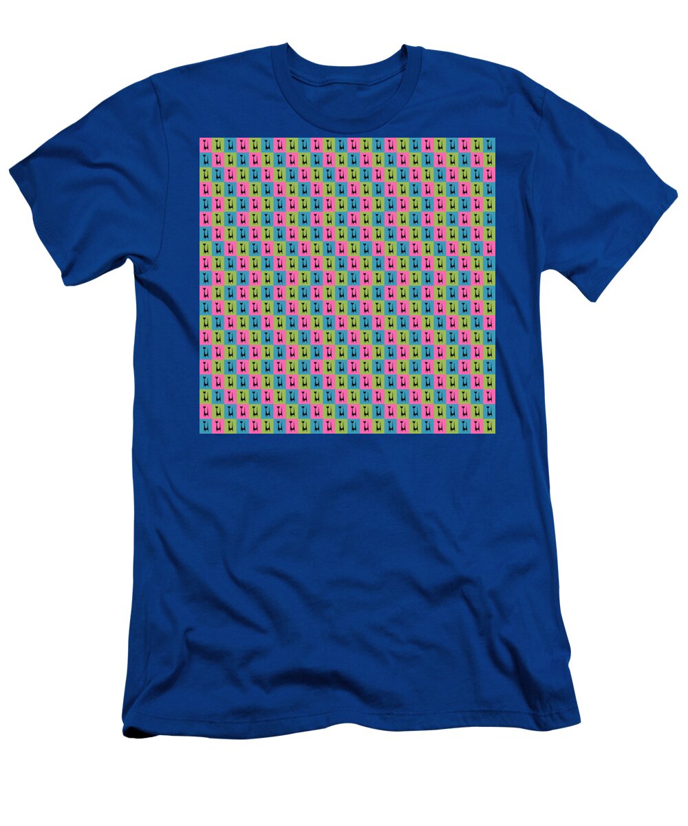 Mid Century Modern T-Shirt featuring the digital art Atomic Cat 1 on Rectangles #3 by Donna Mibus