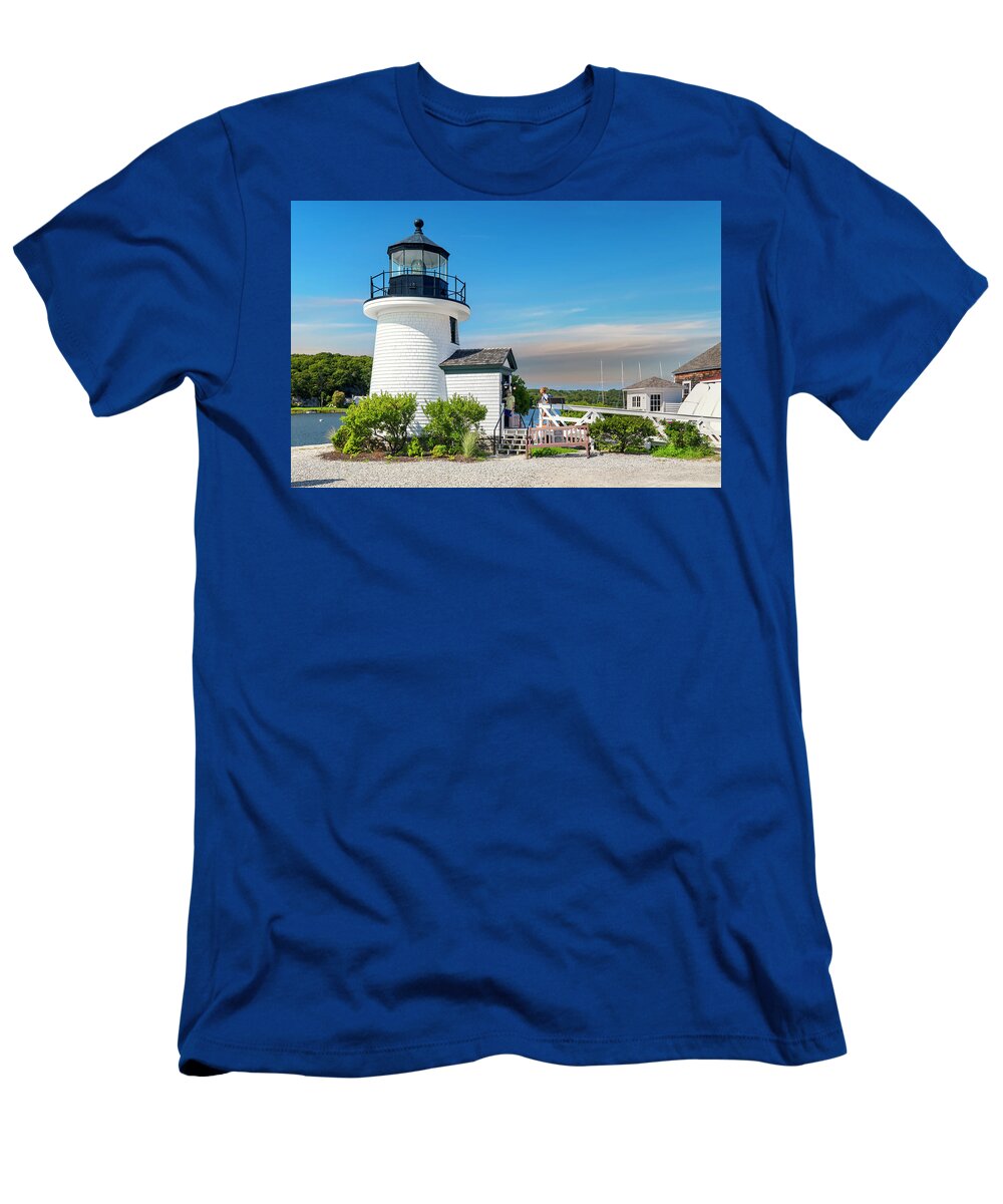 Estock T-Shirt featuring the digital art Connecticut, Mystic, Mystic Seaport Museum, Seaport Village, Lighthouse. #5 by Lumiere