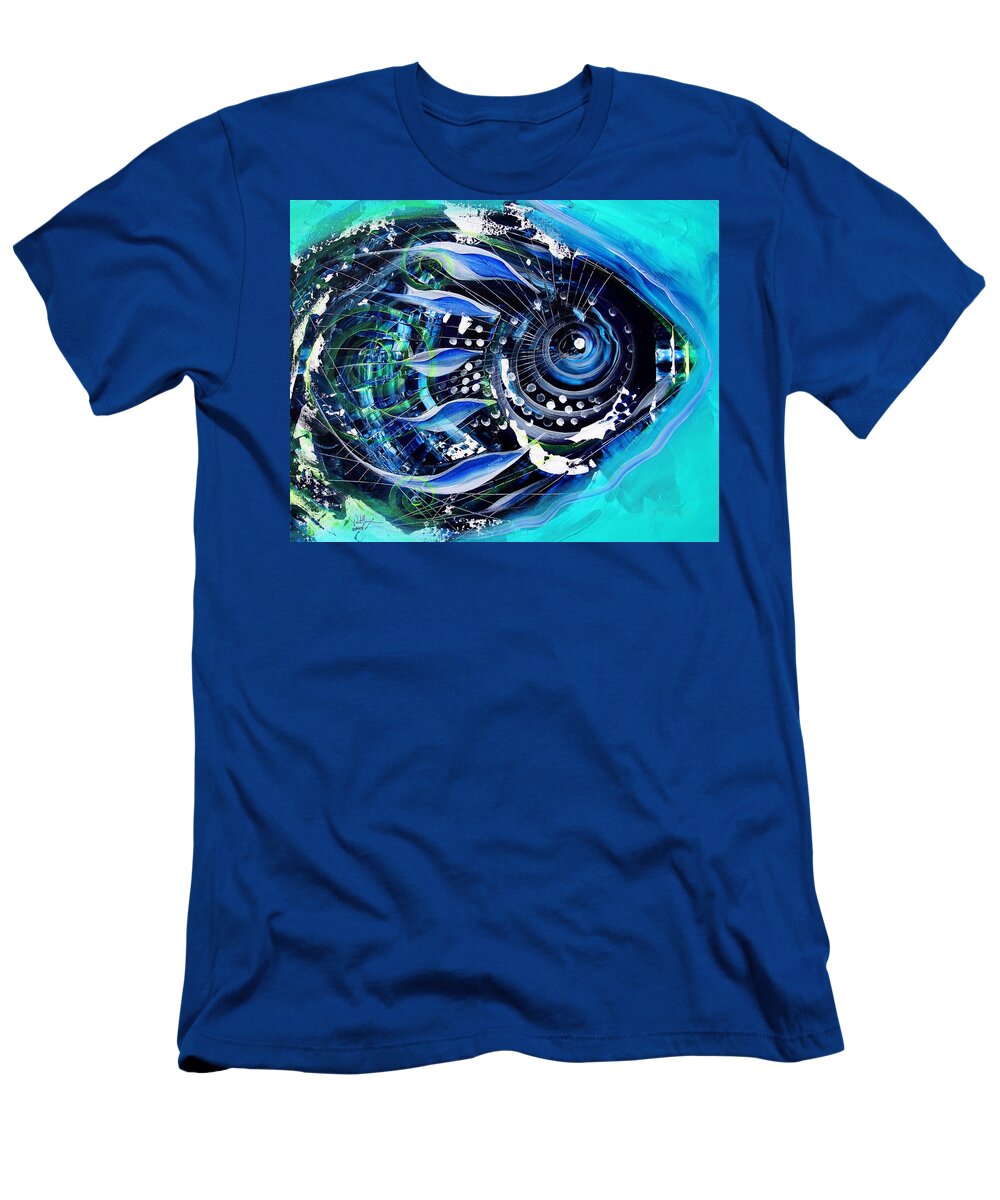 Fish T-Shirt featuring the painting A new Breed in Blues by J Vincent Scarpace