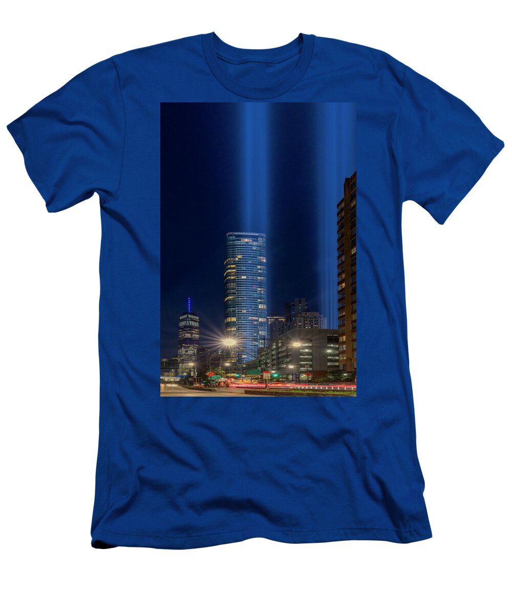 World Trade Center T-Shirt featuring the photograph A NYC 911 Tribute In light by Susan Candelario
