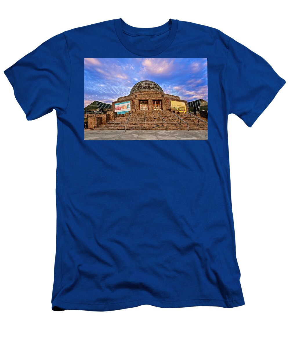 Adler Planetarium T-Shirt featuring the photograph Adler Planetarium at Sunset by Mitchell R Grosky