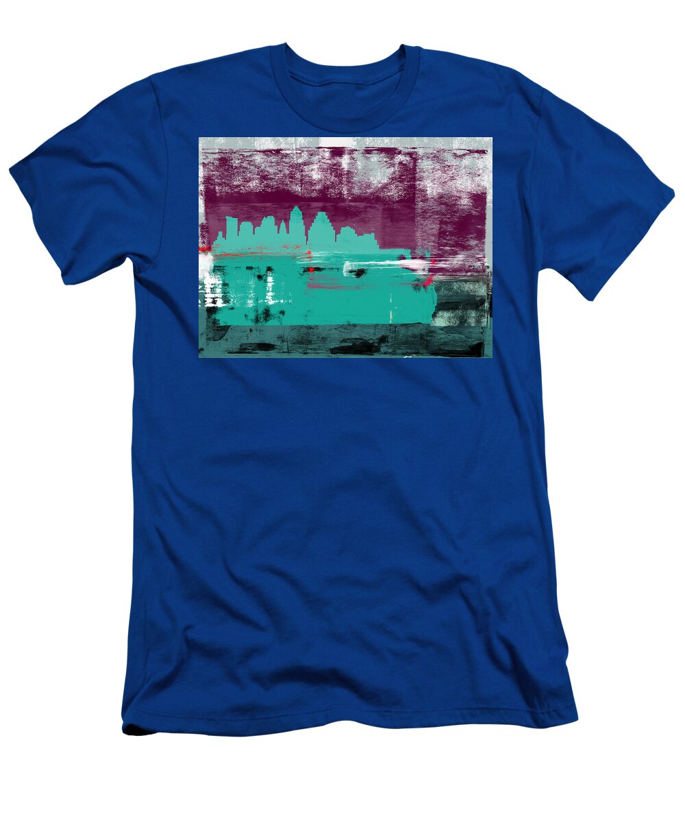 Austin T-Shirt featuring the mixed media Austin Abstract Skyline II by Naxart Studio