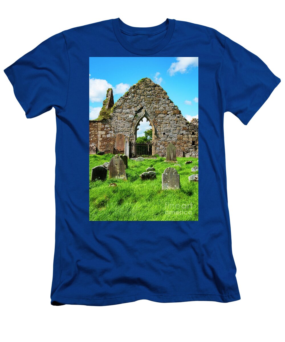 Bonamargy Friary T-Shirt featuring the photograph Bonamargy Friary and Tombstones by Bob Phillips