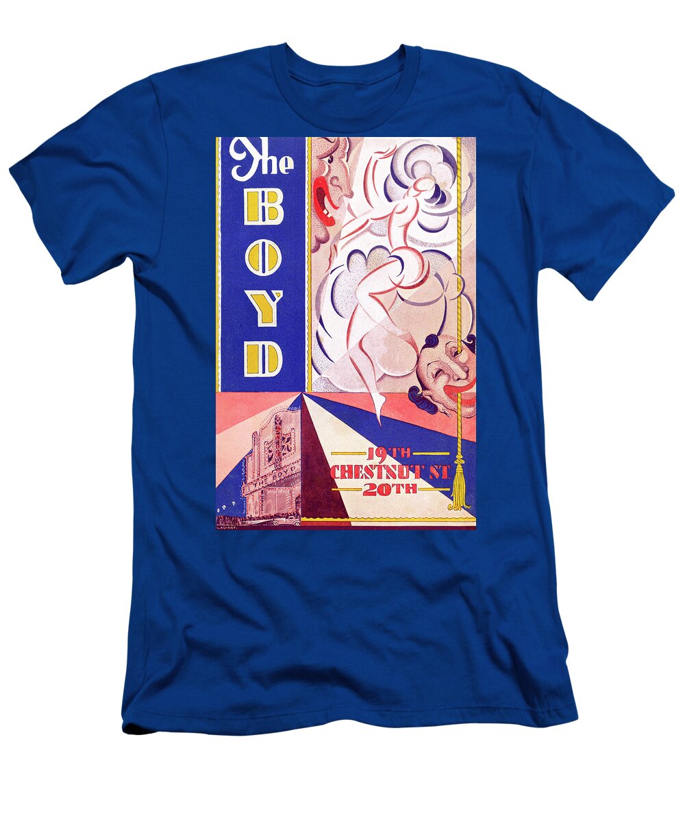 Boyd Theatre T-Shirt featuring the mixed media Boyd Theatre Playbill Cover by Lau Art