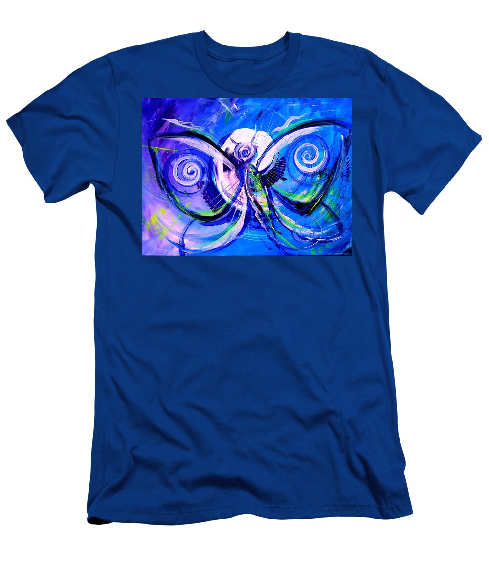 Butterfly T-Shirt featuring the painting Butterfly Blue Violet by J Vincent Scarpace