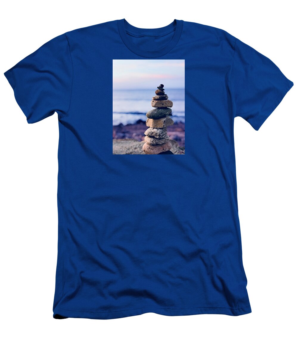 Cairn T-Shirt featuring the photograph Cairn at North Light by Tom Johnson