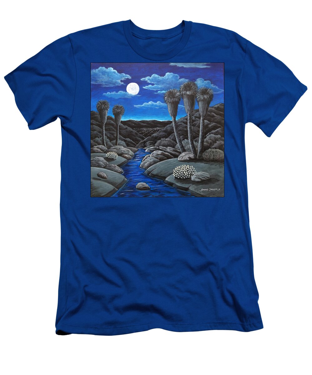 Canyon T-Shirt featuring the painting Canyon Moonrise by Snake Jagger