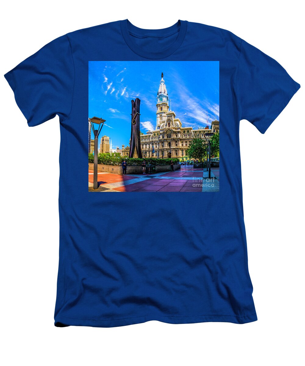 Pennsylvania T-Shirt featuring the photograph City Hall and the Clothespin by Nick Zelinsky Jr