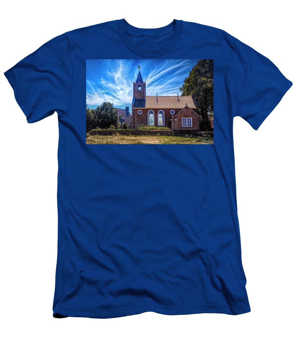 Boats T-Shirt featuring the photograph Coastal Dutch Church in HDR Detail by Debra and Dave Vanderlaan