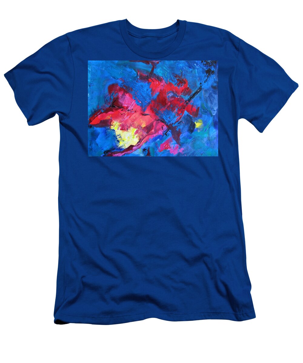 Primary Color Glows T-Shirt featuring the painting Crabs in Space by Barbara O'Toole