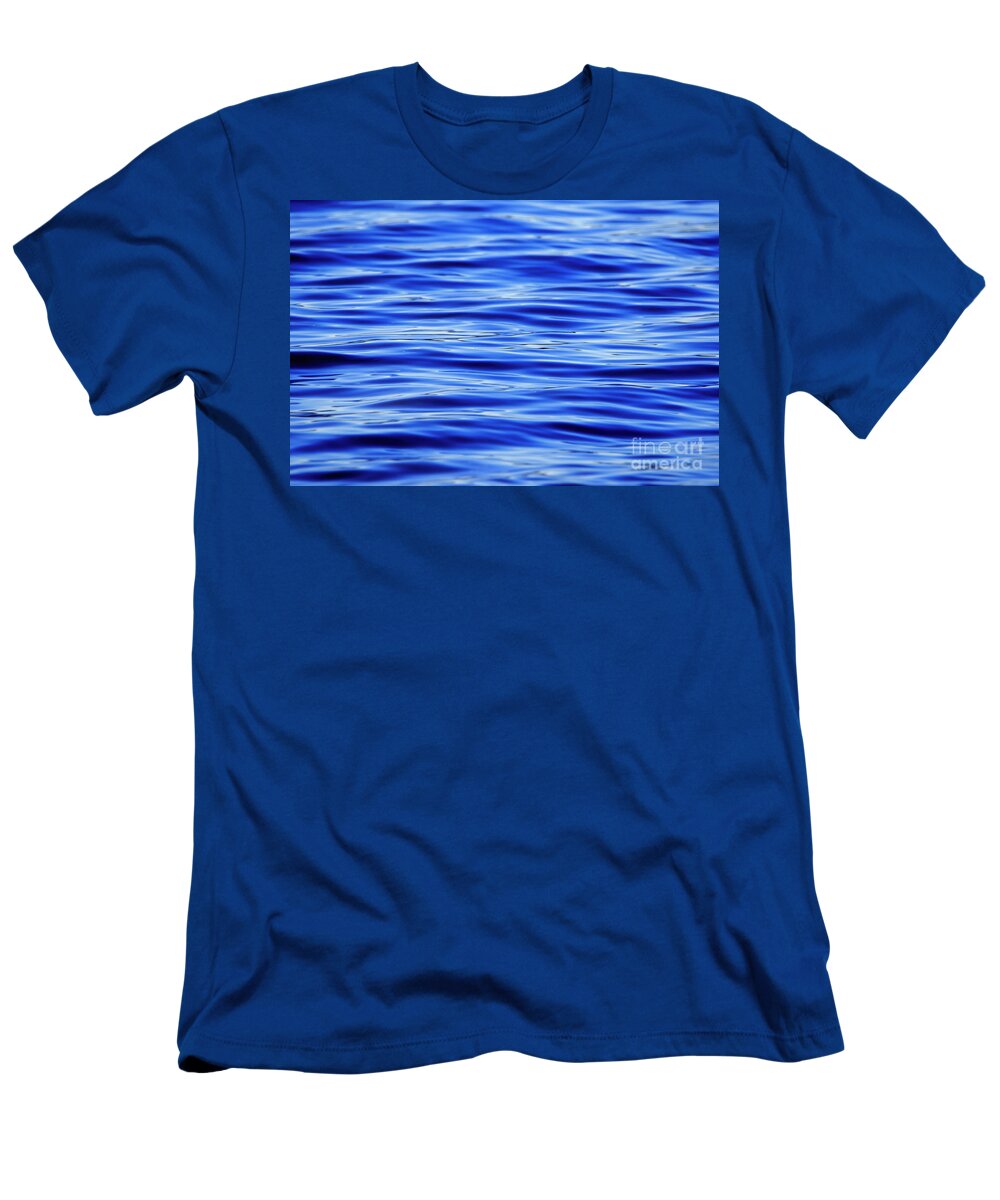 Blue T-Shirt featuring the photograph Dark Blue Water Ripples Background by Sandra J's