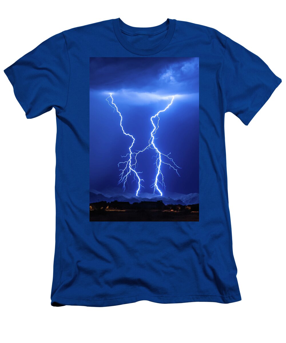 Lightning T-Shirt featuring the photograph 1103 Desert Lightning by Kenneth Johnson