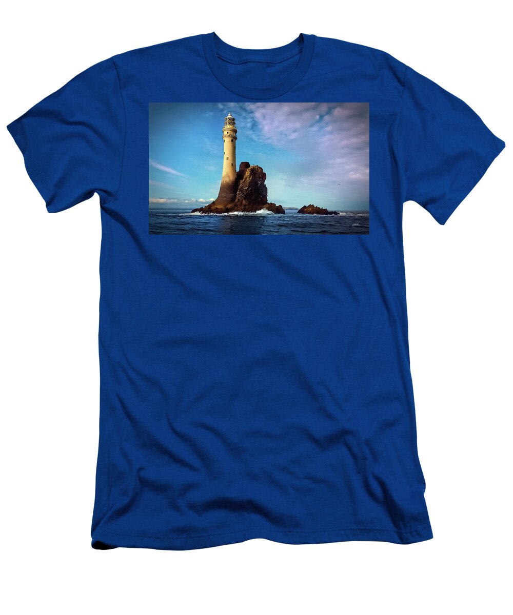 Landscape T-Shirt featuring the painting Fastnet Lighthouse Ireland - DWP1934175 by Dean Wittle