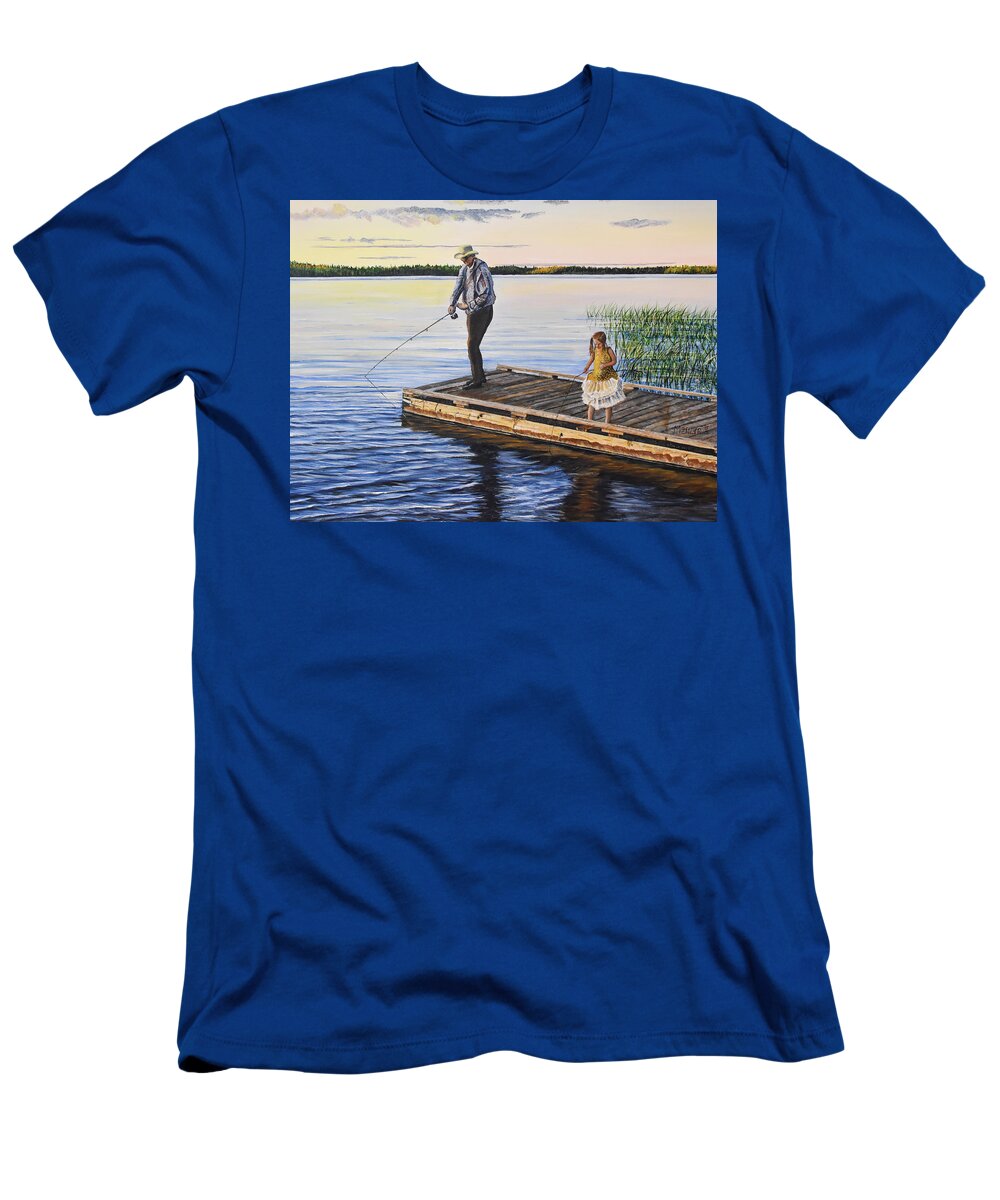 Fishing T-Shirt featuring the painting Fishing With A Ballerina by Marilyn McNish