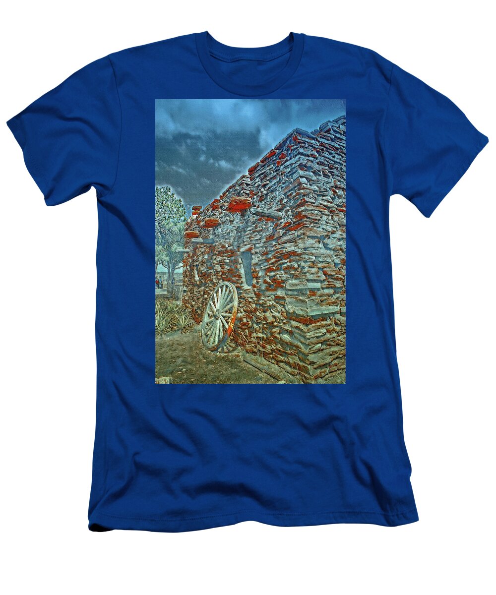 Grand Canyon. Southern Rim Grand Canyon T-Shirt featuring the digital art Grand Canyon Stone House by Jerry Cahill