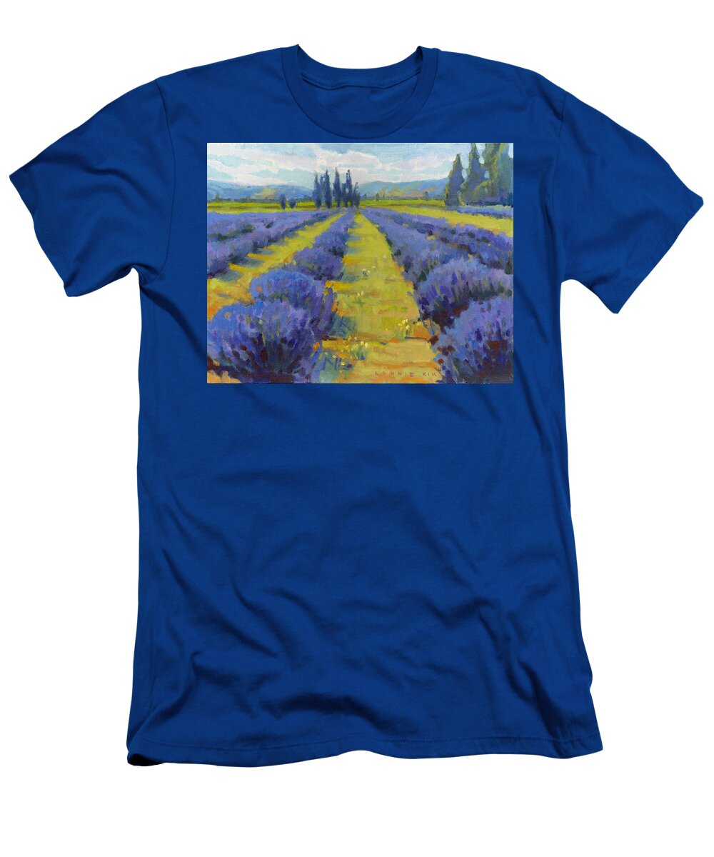 Lavender T-Shirt featuring the painting Lavender Dreams by Konnie Kim
