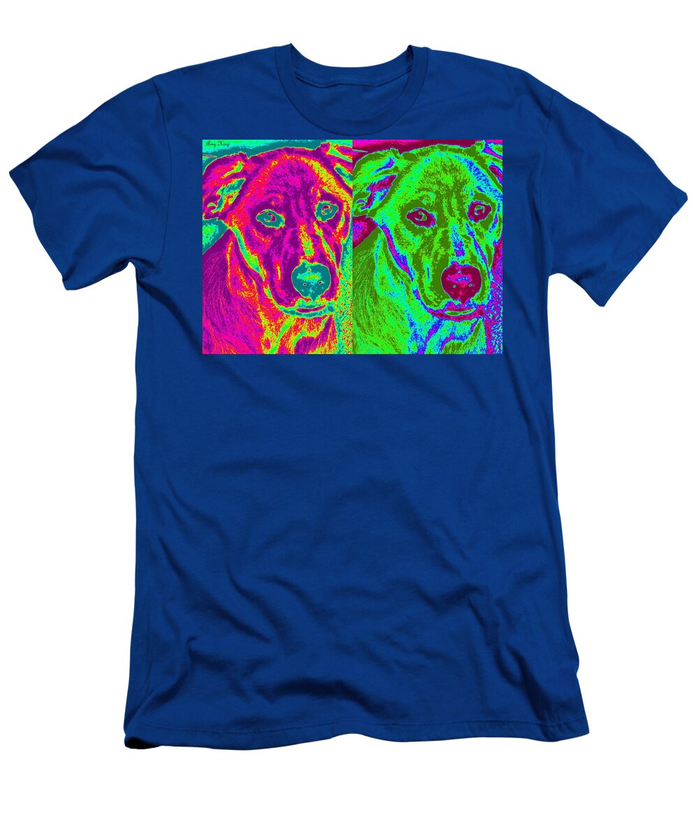 Liberty The Dog T-Shirt featuring the photograph Liberty The Dog Pop Art by Amy Hosp