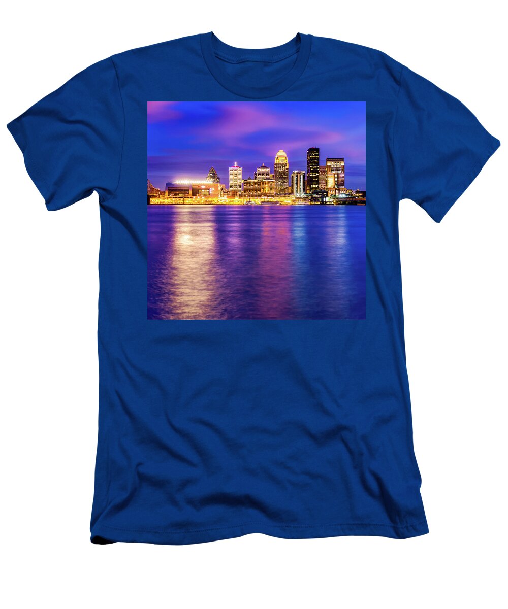 America T-Shirt featuring the photograph Louisville Skyline Over the Ohio River - Square Format by Gregory Ballos