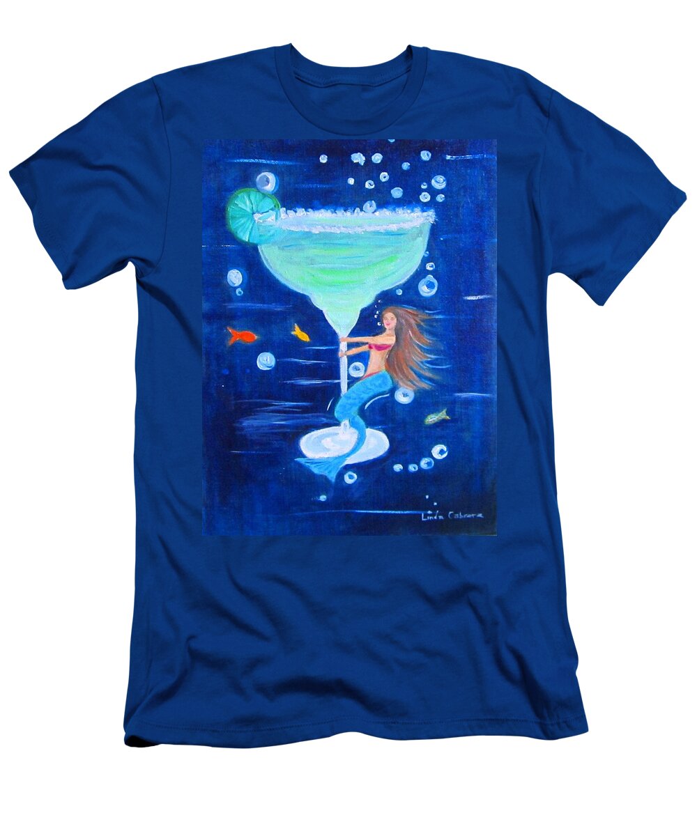 Cocktail T-Shirt featuring the painting Margarita Mermaid by Linda Cabrera
